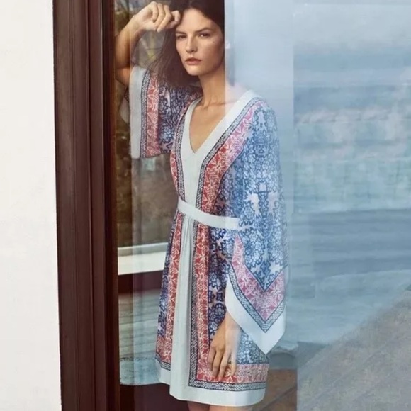 BCBG Maxazria Jenissa Blossom Kimono Sleeve Wrap Dress - Picture 4 of 11